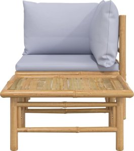 vidaXL 2-cz. zestaw mebli do ogrodu, jasnoszare poduszki, bambus 4