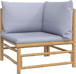 vidaXL 2-cz. zestaw mebli do ogrodu, jasnoszare poduszki, bambus 5