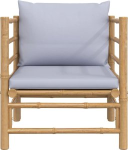 vidaXL Sofa ogrodowa z jasnoszarymi poduszkami, bambusowa 3