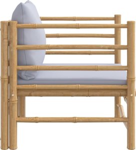 vidaXL Sofa ogrodowa z jasnoszarymi poduszkami, bambusowa 4