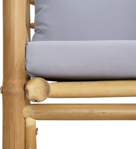 vidaXL Sofa ogrodowa z jasnoszarymi poduszkami, bambusowa 6