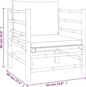 vidaXL Sofa ogrodowa z jasnoszarymi poduszkami, bambusowa 7