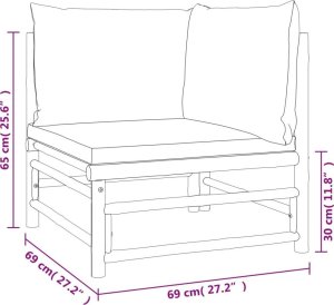 vidaXL Narożna sofa ogrodowa z zielonymi poduszkami, bambusowa 7