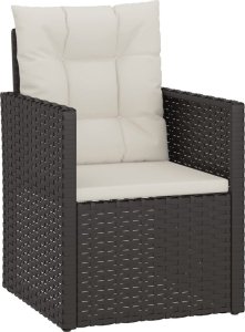 vidaXL Fotel ogrodowy z poduszką, czarny, polirattan 2