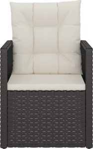 vidaXL Fotel ogrodowy z poduszką, czarny, polirattan 4