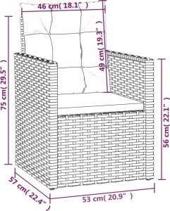 vidaXL Fotel ogrodowy z poduszką, czarny, polirattan 8