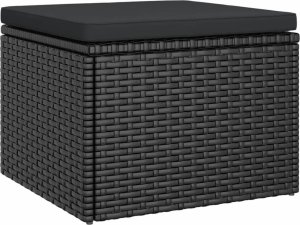 vidaXL 3-os. sofa ogrodowa z daszkiem i podnóżkiem, polirattan, czarna 8