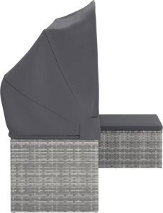 vidaXL 3-os. sofa ogrodowa z daszkiem i podnóżkiem, szara, polirattan 4