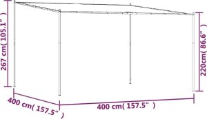 vidaXL Altana, biała, 4x4 m, 180 g/m, tkanina i stal 8