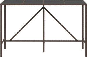 vidaXL Stolik barowy ze szklanym blatem, brązowy, 180x70x110 cm 3