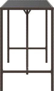 vidaXL Stolik barowy ze szklanym blatem, brązowy, 180x70x110 cm 4