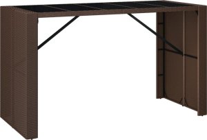 vidaXL Stolik barowy ze szklanym blatem, brązowy, 185x80x110 cm 2