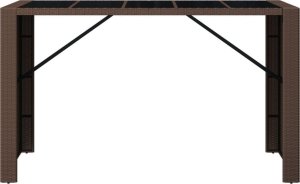 vidaXL Stolik barowy ze szklanym blatem, brązowy, 185x80x110 cm 3