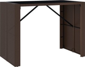 vidaXL Stolik barowy ze szklanym blatem, brązowy, 145x80x110 cm 2