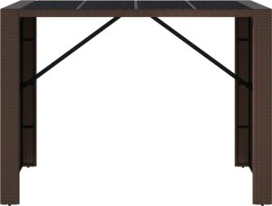 vidaXL Stolik barowy ze szklanym blatem, brązowy, 145x80x110 cm 3