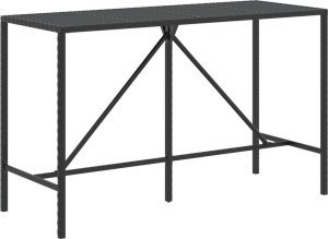 vidaXL Stolik barowy ze szklanym blatem, czarny, 180x70x110 cm 2
