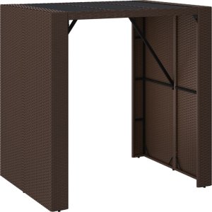 vidaXL Stolik barowy ze szklanym blatem, brązowy, 105x80x110 cm 2