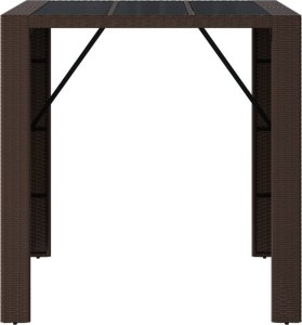 vidaXL Stolik barowy ze szklanym blatem, brązowy, 105x80x110 cm 3