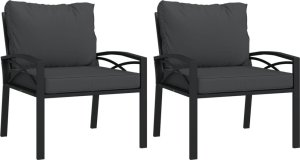 vidaXL Krzesła ogrodowe z szarymi poduszkami, 2 szt, 68x76x79 cm, stal 2
