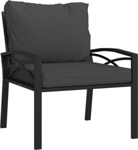 vidaXL Krzesła ogrodowe z szarymi poduszkami, 2 szt, 68x76x79 cm, stal 3