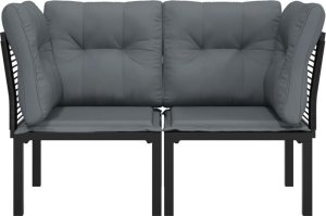 vidaXL Narożny moduł sofy z poduszkami, 2 szt, czarno-szary, rattan PE 3