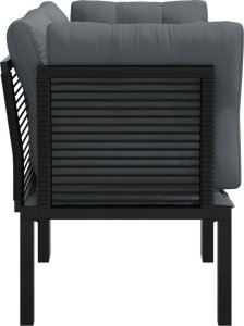 vidaXL Narożny moduł sofy z poduszkami, 2 szt, czarno-szary, rattan PE 4