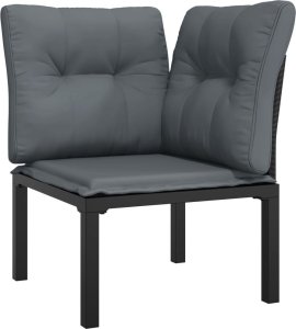 vidaXL Narożny moduł sofy z poduszkami, 2 szt, czarno-szary, rattan PE 6