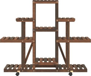 vidaXL Kwietnik na kółkach, 110x25x101 cm, lite drewno jodłowe 5