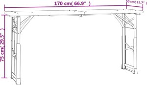 vidaXL Składany stół biesiadny, 170x50x75/105 cm, lite drewno jodłowe 6