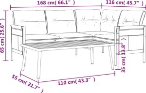 vidaXL 2-cz. zestaw wypoczynkowy do ogrodu, antracytowy, stal 10