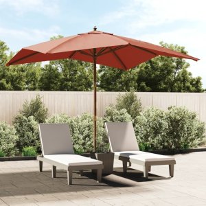 vidaXL Parasol ogrodowy na drewnianym słupku, terakota, 300x300x273 cm Lumarko! 1