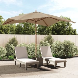 vidaXL Parasol ogrodowy na drewnianym słupku, taupe, 300x300x273 cm Lumarko! 1