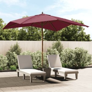 vidaXL Parasol ogrodowy na drewnianym słupku, bordowy, 300x300x273 cm Lumarko! 1