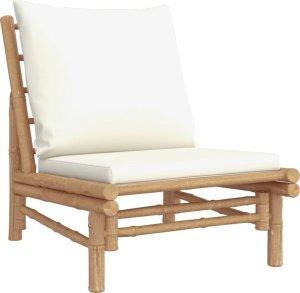vidaXL Fotele ogrodowe, 2 szt., kremowe poduszki, bambus 3
