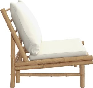 vidaXL Fotele ogrodowe, 2 szt., kremowe poduszki, bambus 5