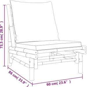 vidaXL Fotele ogrodowe, 2 szt., kremowe poduszki, bambus 7