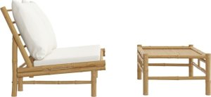 vidaXL 2-cz. zestaw mebli do ogrodu, kremowe poduszki, bambus 3
