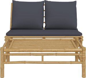 vidaXL 2-cz. zestaw mebli do ogrodu, ciemnoszare poduszki, bambus 3