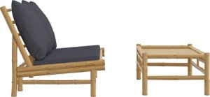 vidaXL 2-cz. zestaw mebli do ogrodu, ciemnoszare poduszki, bambus 4