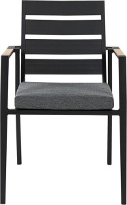 Beliani Zestaw ogrodowy stół i 4 krzesła czarny z poduszkami szarymi OLMETTO/TAVIANO 7