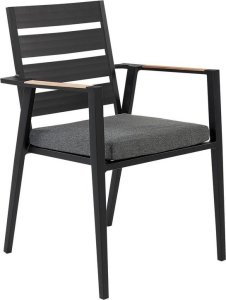 Beliani Zestaw ogrodowy stół i 4 krzesła czarny z poduszkami szarymi OLMETTO/TAVIANO 8