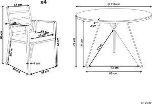 Beliani Zestaw ogrodowy stół i 4 krzesła czarny z poduszkami szarymi OLMETTO/TAVIANO 10