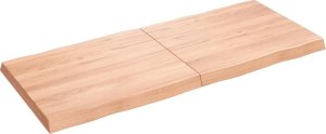 vidaXL Blat stołu, jasny brąz, 140x60x6 cm, dąb z naturalną krawędzią 2