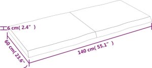 vidaXL Blat stołu, jasny brąz, 140x60x6 cm, dąb z naturalną krawędzią 5