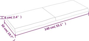 vidaXL Blat stołu, ciemnoszary, 140x50x6 cm, dąb z naturalną krawędzią 5