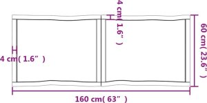 vidaXL Blat stołu, ciemnoszary, 160x60x6 cm, dąb z naturalną krawędzią 11