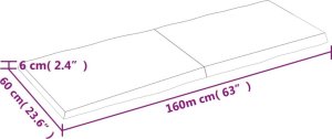 vidaXL Blat stołu, ciemnoszary, 160x60x6 cm, dąb z naturalną krawędzią 5
