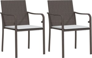 vidaXL Krzesła ogrodowe z poduszkami, 2 szt., brązowe, 56x59x84 cm 2