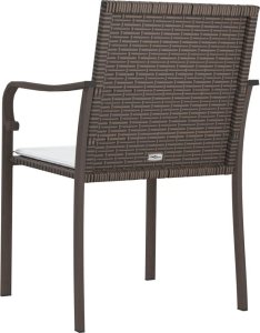 vidaXL Krzesła ogrodowe z poduszkami, 2 szt., brązowe, 56x59x84 cm 6