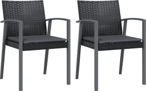 vidaXL Krzesła ogrodowe z poduszkami, 2 szt., czarne, 56,5x57x83 cm 2